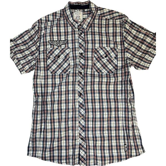 Buffalo DAVID BITTON Shirt Men's Size XL Premium Button Down Blue Plaid Western - Picture 1 of 11